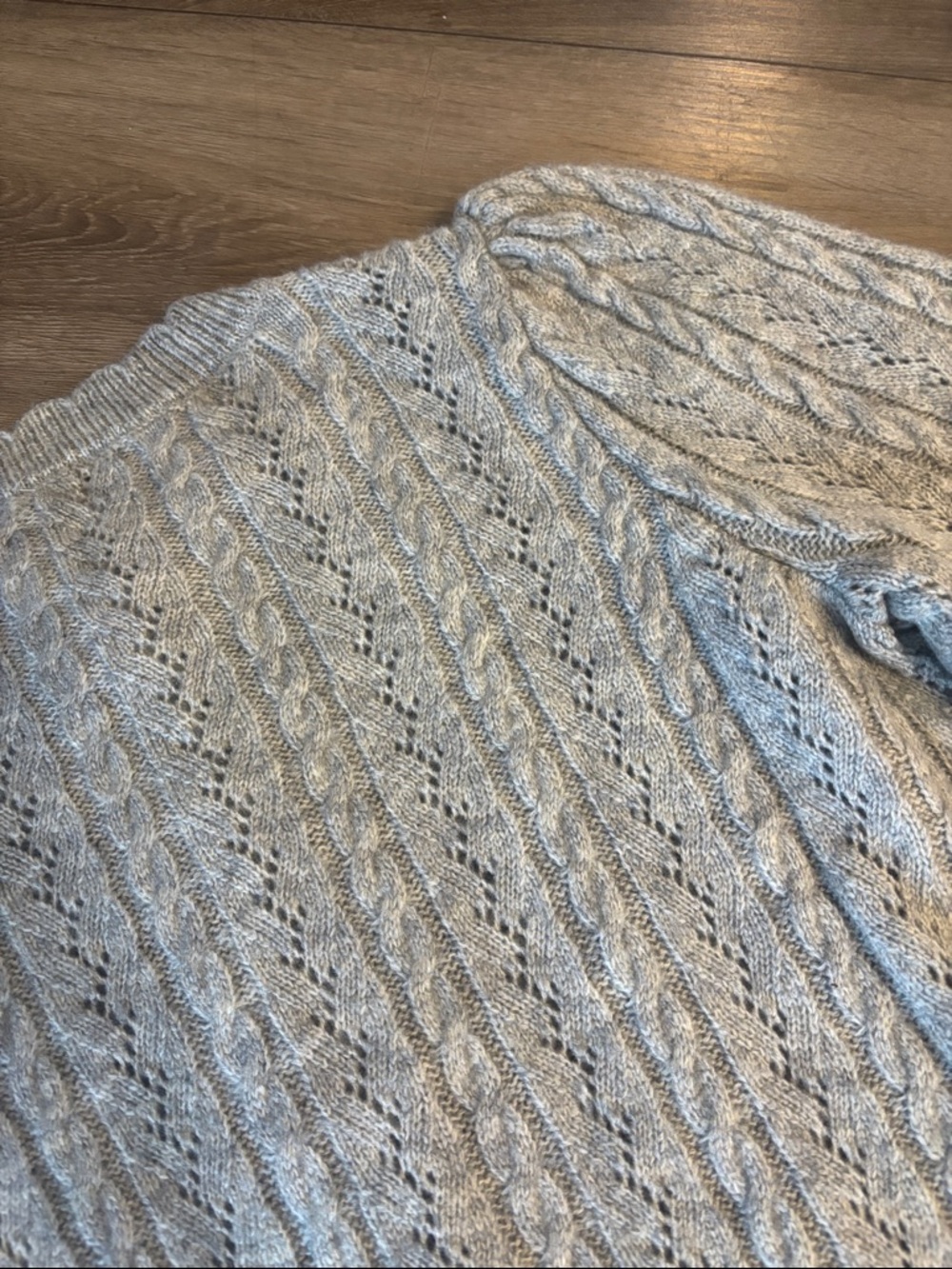 CeCe Light Gray Cable Knit Boxy Cardigan - Picture 9 of 15